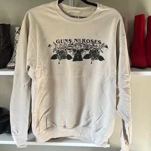 Nude oversized guns and roses crew neck